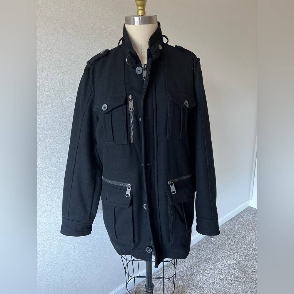 INC International Concepts Black Military Field Jacket